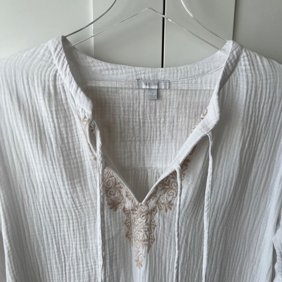 Johnny Was Calme Ghenar Gauze Ruffle Tier Mini Dress small white embroidered - Picture 6 of 15